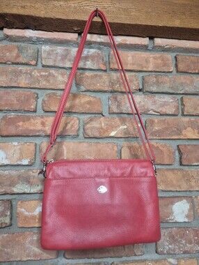 The Trend Red Leather Crossbody Purse Wallet Organizer Bag Made in Italy